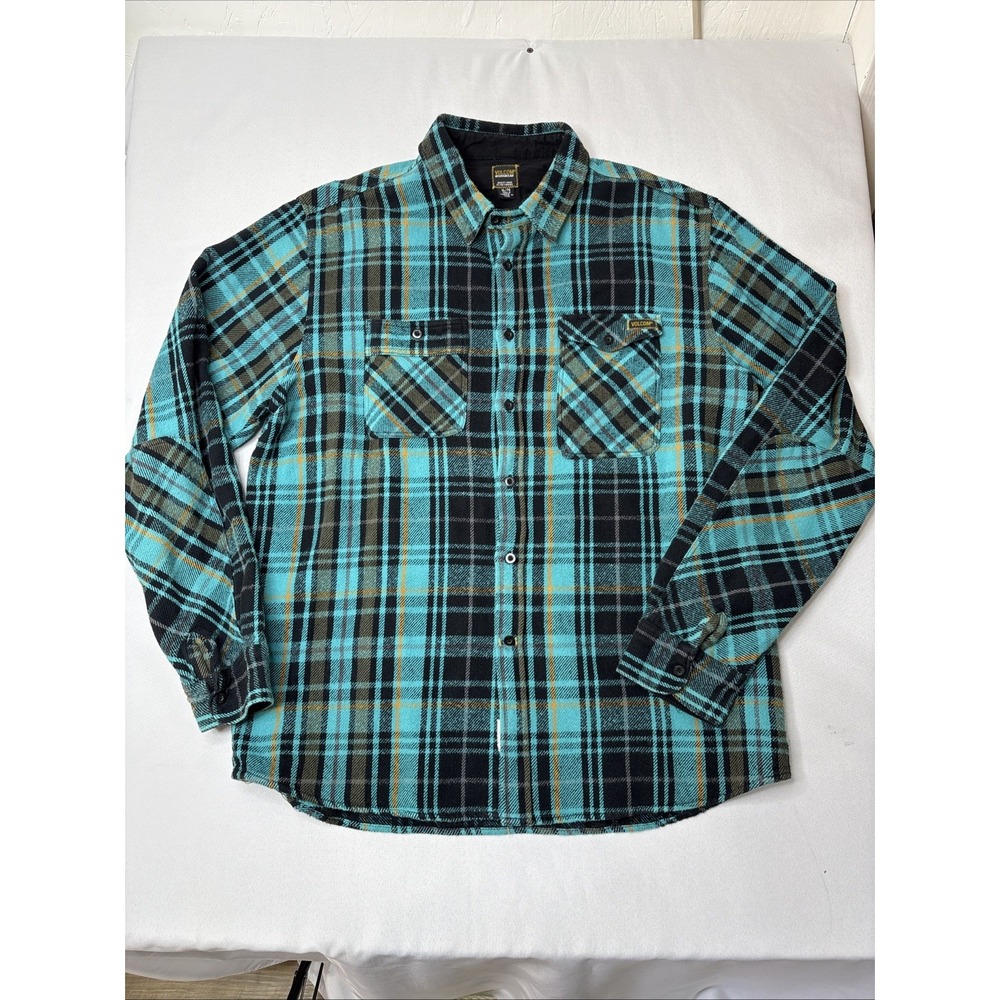 Volcom Mens Work Wear Size: XL Plaid Flannel Long Sleeve Button Down